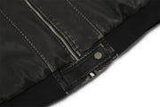 Distressed PU Leather Jacket Cotton Clothes Men